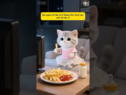 Tiểu Quyên và bữa khoai tây chiên nửa đêm #ai #shorts #cat #cute #cutebaby