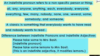 Kinds of Pronouns (reflexive/indefinite)(explanation)