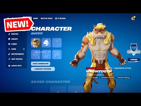 Fortnite Meowtooth Skin, Emote Bundle Showcase