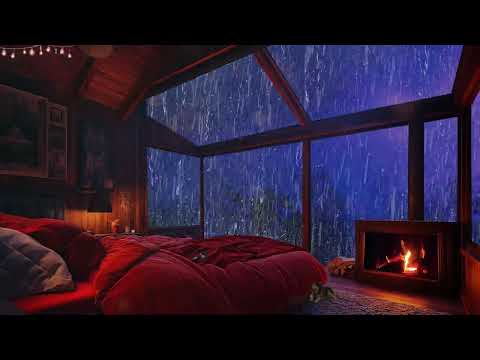 Heavy Rain and Rolling Thunder Sounds - Rainy Night in Foggy Forest is so Calm