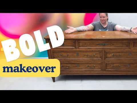 Did I Ruin it?? Transforming a $50 dresser into a VIBRANT showpiece