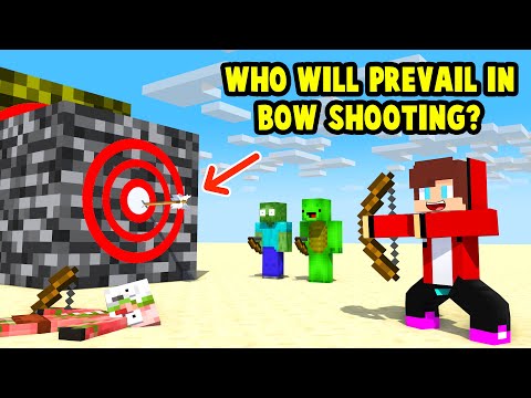 Monsters & Herobrine JJ and Mikey : WHO WILL PREVAIL IN BOW SHOOTING? - Maizen Minecraft Animation