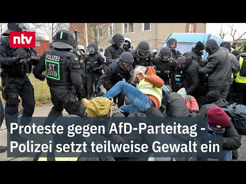 Proteste gegen AfD - Polizei setzt teilweise Gewalt ein - Parteitag startet mit Verzögerung | ntv