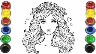 Cute Barbie Girl Drawing for kids, Painting & Coloring for kids, Toddlers | Let's Draw Together
