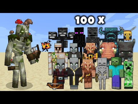 Mutant Bogged vs 100x All Mobs in Minecraft - Minecraft Mob Battle