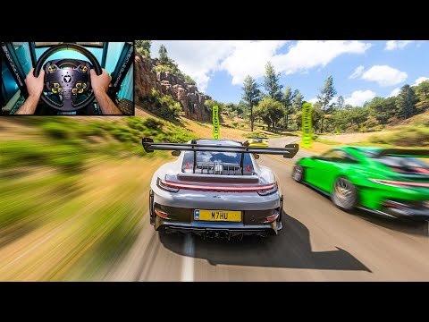 Porsche 911 GT3 RS - Goliath Race - Forza Horizon 5 | Steering Wheel Gameplay