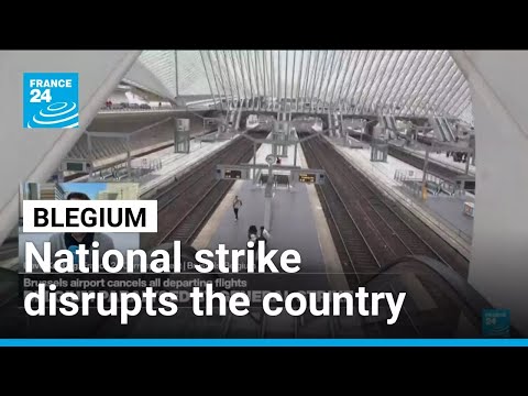 YouTube video thumbnail: Belgian National Strike Disrupts Schools, Flights and Public Transport