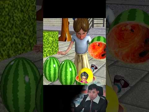 Scary Teacher 3D Nick and Tani vs Girl Neighbor Troll Miss T by Fake Watermelon with Balloon #shorts