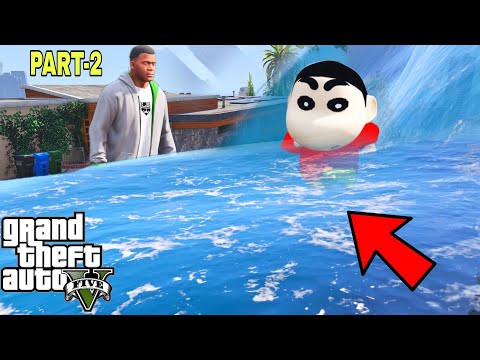 GTA 5 : Franklin Found SHINCHAN And CHOP In Tsunami of Los Santos !