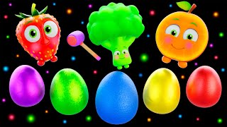 Baby Sensory Surprise Eggs | Learn Colors & Numbers | Funky Fruits Fun Animation and Upbeat Music!