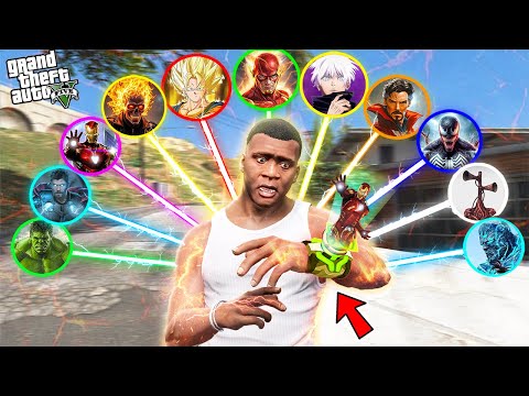 Franklin Upgrades Into EVERY Superhero Using a Magical Watch in GTA 5!