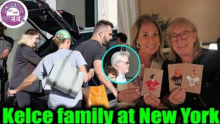 The Kelce family arrives at New York cheer on Travis Kelce before Chiefs vs New York Giants game
