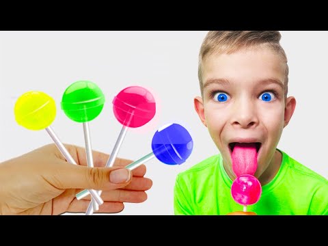 Damon and Dylan play Daddy Finger family Nursery Rhymes | Learn Colors With Lollipops