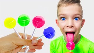 Damon and Dylan play Daddy Finger family Nursery Rhymes | Learn Colors With Lollipops