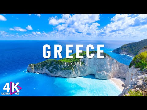 FLYING OVER GREECE (4K Video UHD) - Relaxing Music With Beautiful Nature Video For Stress Relief