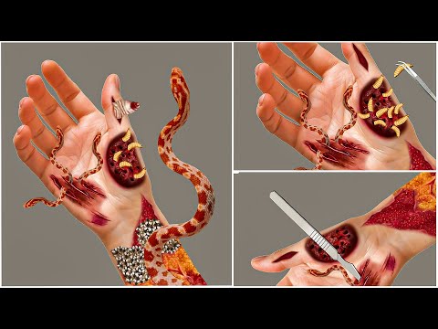 ASMR Worm & Ticks Deep Cleaning Hand Treatment Animation | Skincare |ASMR| Animation | Satisfying