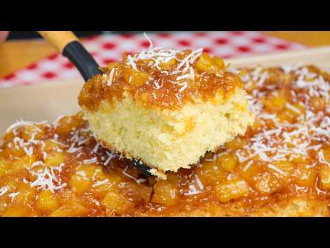 PORQUE EU NÃO FIZ ESSA RECEITA DE BOLO DE ABACAXI COM COCO ANTES -MASSA FOFINHA QUE DEERRETE NA BOCA