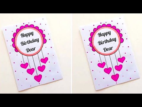 Easy & Beautiful Happy Birthday greeting card/ handmade white paper greeting card for happy birthday