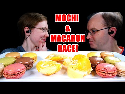 ASMR MOCHI & MACARON RACE MUKBANG EATING SOUNDS