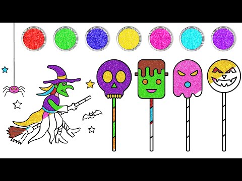 🧙How To Draw Spooky Halloween Witch +Halloween Candy & More | Easy Drawing Coloring |Chiki Art Hindi