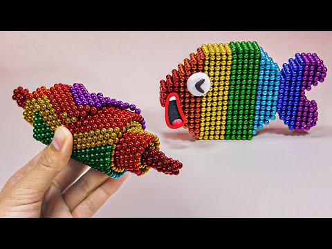 DIY Satisfying Rainbow Fish From Magnetic Balls - Stop Motion Cooking ASMR