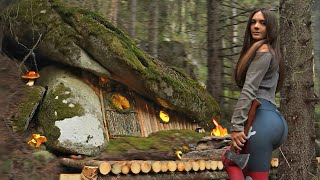 Complete Cozy Hobbit shelter Alone in the woods | Wild survival camp for ASMR | Bushcraft camping 