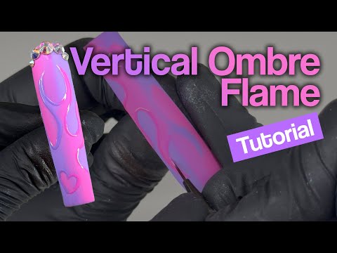 🔥 Pink & Purple Vertical Ombré Flame Nail Art Tutorial | Single Nail Design