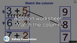 Addition worksheet: Match the column