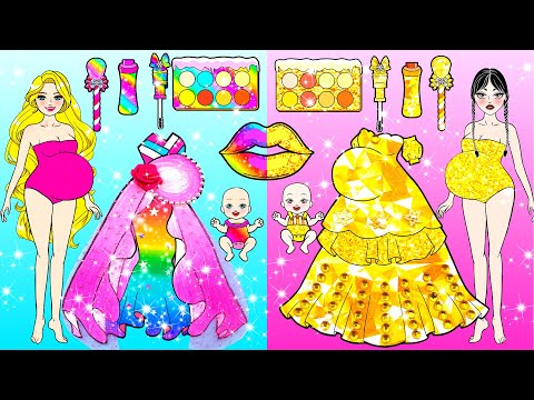 Rainbow vs Rich Pregnant Makeup & Dress Up - Barbie Transformation Handmade - Woa Doll Channel