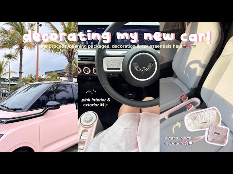 DECORATING MY PINK CAR !! 🎀💨 | in my electric vehicle girliee 👀🧸✨