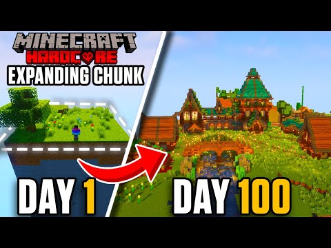 I Survived 100 Days on an EXPANDING CHUNK in Minecraft Hardcore