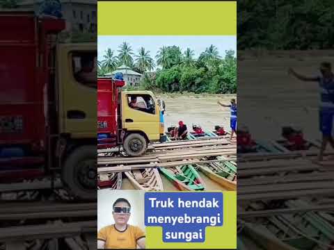 truk menyebrangi sungai#truk #hiburzn #mobil