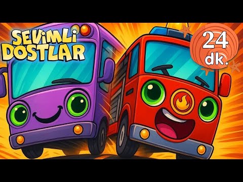 Otobüs ve İtfaiye Arabasıyla Öğreniyorum 🚌 🚒 Sevimli Dostlar ile Çocuklar için Taşıt Şarkıları 💛