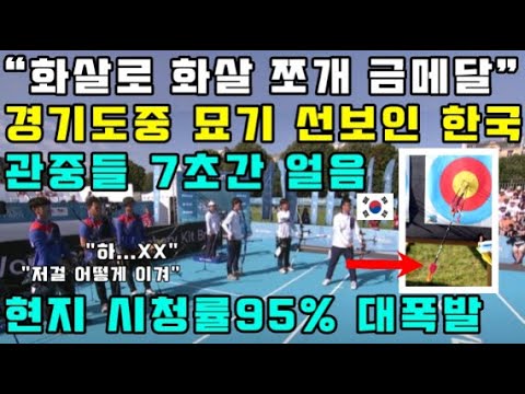 "화살로 화살 쪼개 금메달" 경기도중 묘기 선보인 한국, 관중들 7초간 얼음 , 현지 시청률 95% 대폭발