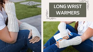 Long CROCHET Wrist Warmers, How to CROCHET Lovely LONG Fingerless Mitts by Winding Road Crochet