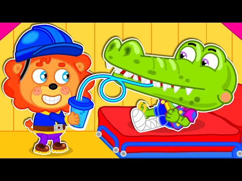 Pequeño Leon | Cocodrilo lastimado | Dibujos animados | Video Para Niños