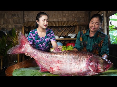 Mother and daughter cooking: Giant fish recipes / Prepare delicious meal for family