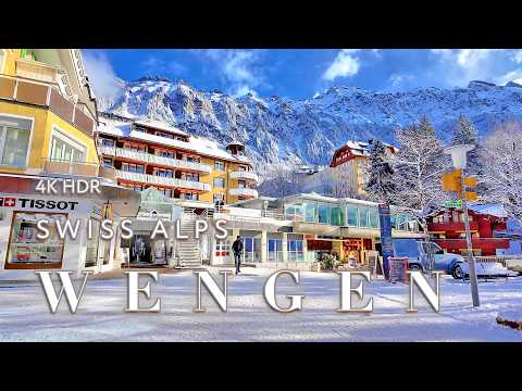 WENGEN SWITZERLAND 🇨🇭 Stroll through the idyllic mountain village / Walk in Region Jungfrau 4K HDR