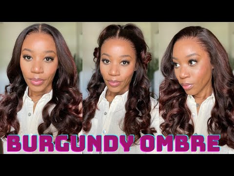 Beginner Friendly AIRTOUCH Wig | 13x6 Pre-Cut BALAYAGE Burgundy Ombré | Ft. Arabella Hair