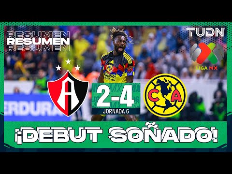 Resumen y goles - Atlas 2-4 América | Liga MX - Jornada 6 Apertura 2025 | TUDN