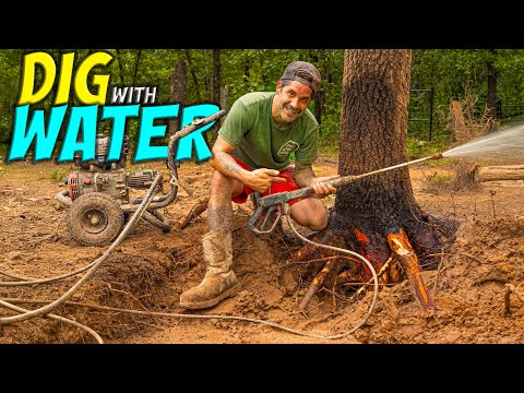 How To DIG UP Tree Stumps With POWER WASHER in 5 MINUTES!