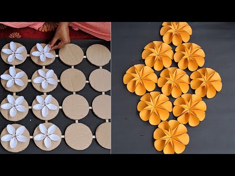 Amazing Home Decoration Ideas | Easy Paper flower wall Hanging craft | DIY Waste cardboard reuse