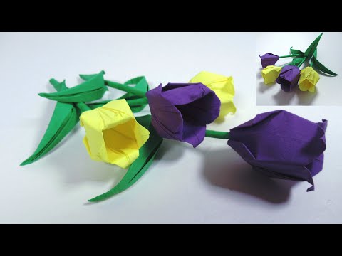How to make a tulip out of paper Origami tulip DYI