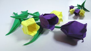 How to make a tulip out of paper Origami tulip DYI