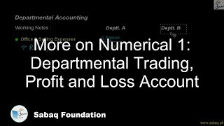 More on Numerical 1: Departmental Trading, Profit and Loss Account
