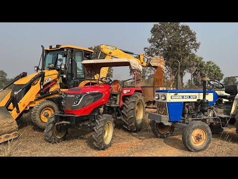 JCB 3DX Machine Loading Mud Loading In Mahindra DI And Swaraj 843XM Tractor Trolley | Jcb VS Tractor