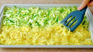 Grate 3 potatoes and 1 zucchini! I make it every August!  Simple and delicious potato recipe!