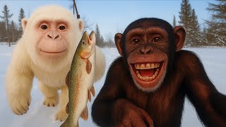 El secreto viral del Yeti Blanco con su palo selfie  y su Amigo Marrón 😱🐵 Parte 1