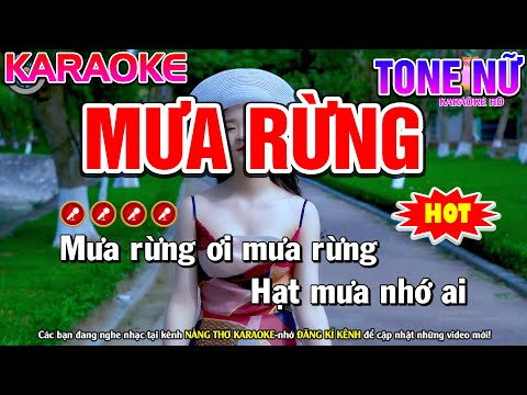 Mưa Rừng Karaoke Nhạc Sống Tone Nữ ( PHỐI MỚI ) | Nàng Thơ Karaoke