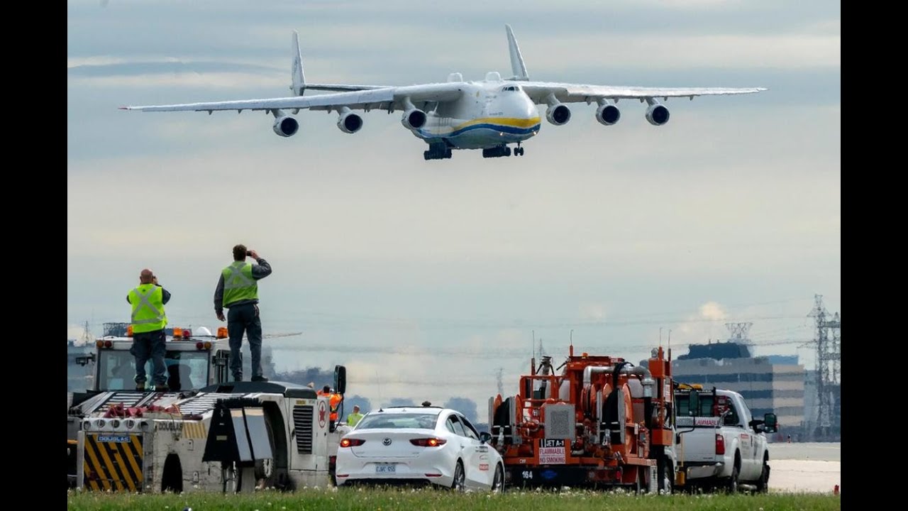 Ан-225 МРИЯ. Красивая посадка самого большого самолета в Канаде, Торонто. Видео из кабины экипажа